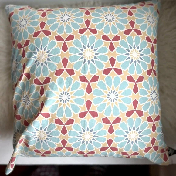 Surya tile block print teal accent pillow cover. - Picture 4 of 4
